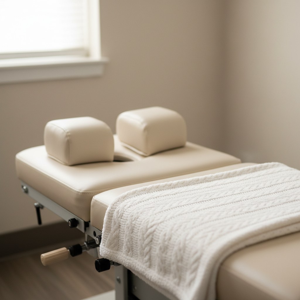 Pediatric chiropractic adjustment table prepared for a young child in Knoxville